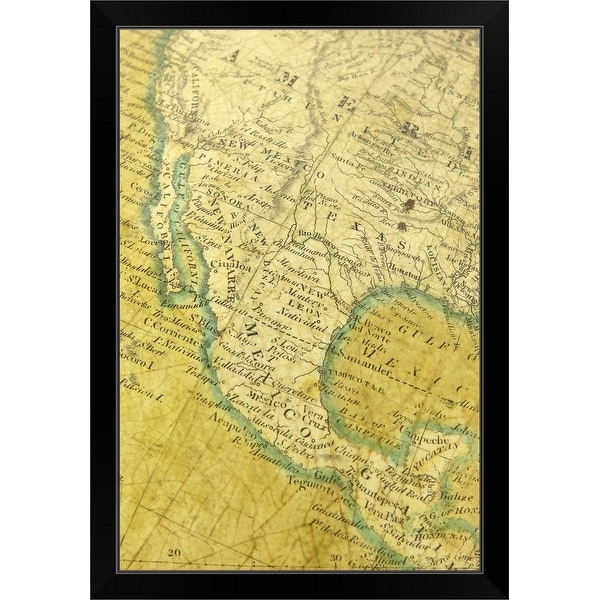 "Map of United States and Mexico" Black Framed Print