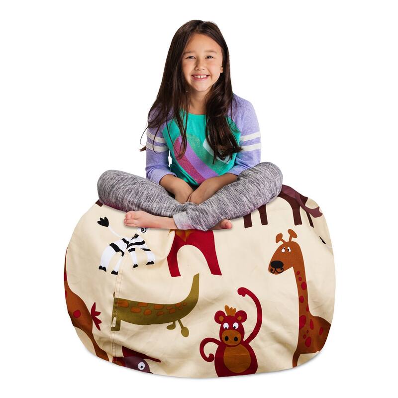 Kids' Stuffed Animal Storage Bean Bag Chair Cover or Toy Organizer
