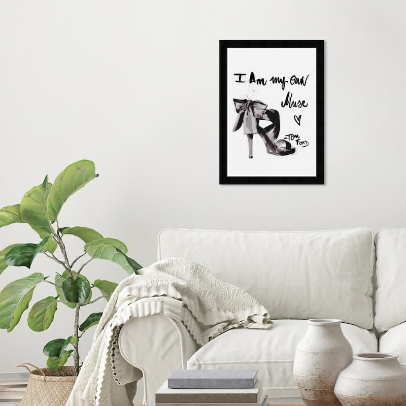 Wynwood Studio Prints Fashion and Glam My Own Muse Gray and Dark Gray Modern & Contemporary Wall Art Canvas Print - Black