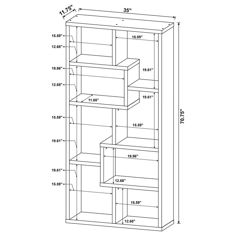 Theo 71-inch 8-compartment Wood Bookshelf