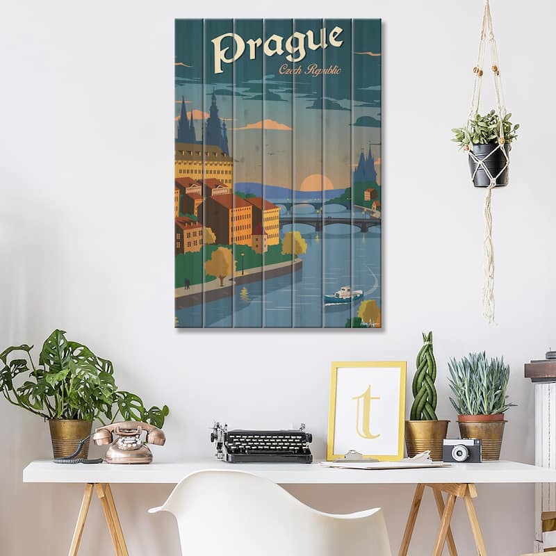Prague Print On Wood by IdeaStorm Studios - Multi-Color