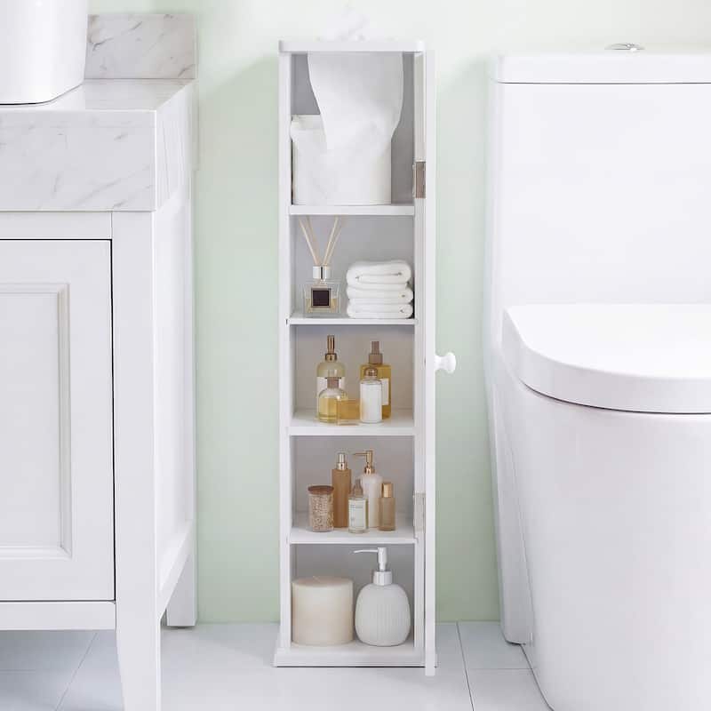 Gymax Small Bathroom Storage Cabinet Corner Floor Cabinet w/ Door & - See Details