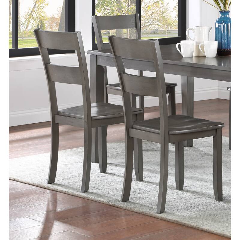 Wooden Dining Room Furniture Set, 7 Pcs Dining Table Chair Set with Rectangular Table and 6 Ladder Back Chairs
