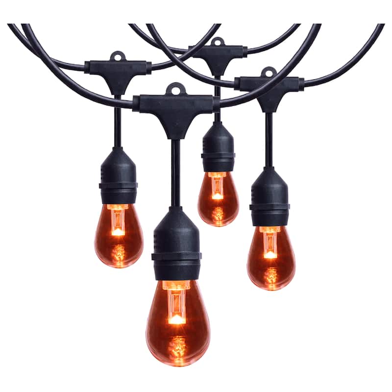 24 Foot LED String Light 12-S14 Lamps E26 RGBTW Infrared Remote Black 120V