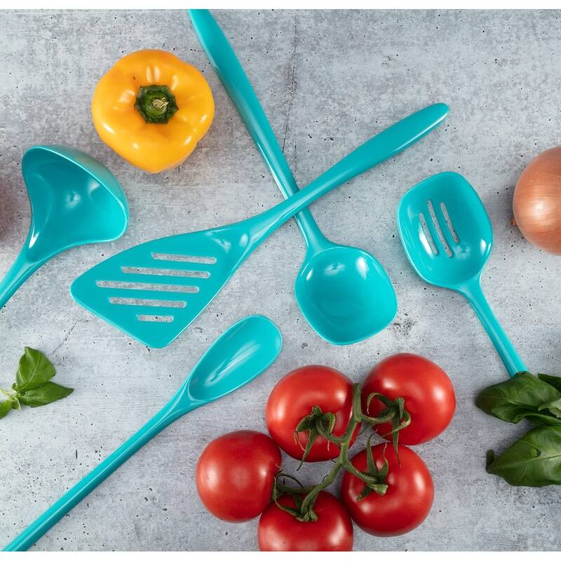 Hutzler 6-piece Melamine Cooking Utensils Set, Includes 5 Cooking Tools and a Storage Crock