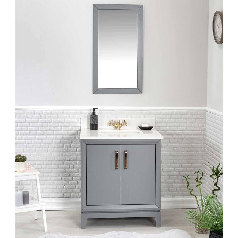 Fabia 30'' Free-standing Single Bathroom Vanity with Quartz Vanity Top & Mirror