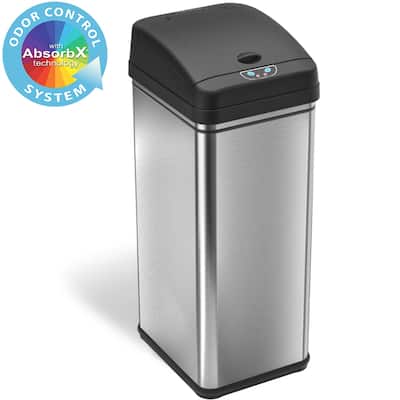 iTouchless 13-gal Deodorizer Filtered Stainless Steel Sensor Trash Can