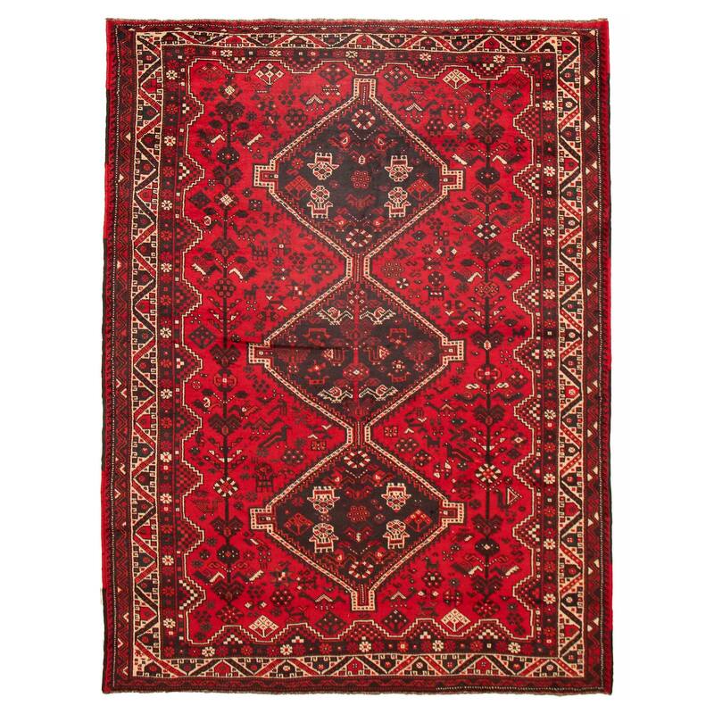 ECARPETGALLERY Hand-knotted Melis Red Wool Rug - 6'11 x 9'8 - Red - 6'11 x 9'8