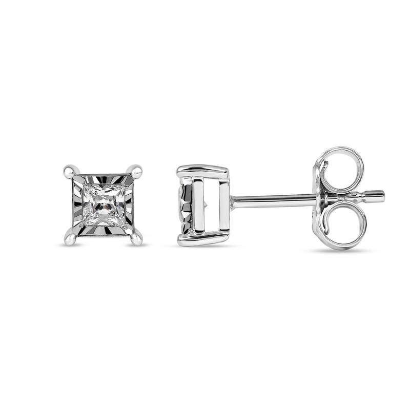 1/20ct to 3/4ct TDW Diamond Solitaire Stud Earrings in Silver for Women