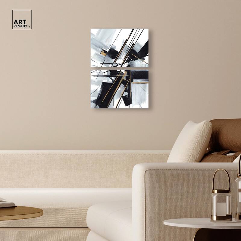Interlocking Black Canvas Set of 2 by Art Remedy, Gallery Wrapped