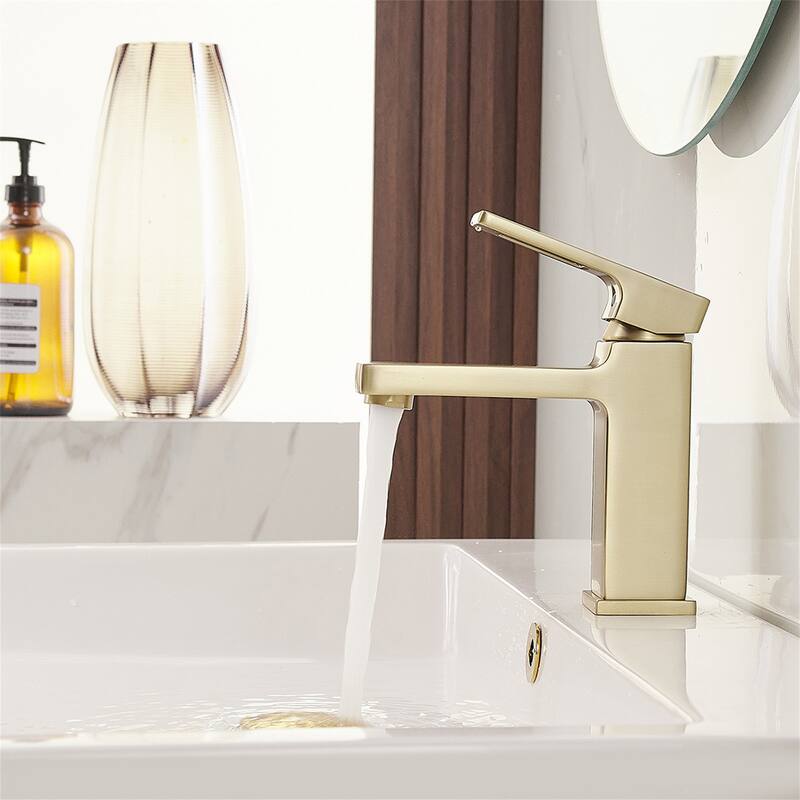 Single Handle Bathroom Faucet with Drain Set 1 Hole Brass Modern Waterfall Bathroom Sink Basin Vanity Faucets