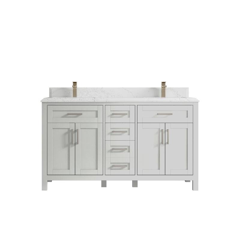 Willow Collections 60 in. W x 22 in. D Cambridge Double Sink Bathroom Vanity with Countertop - 1.5" Empira - Coventry Gray