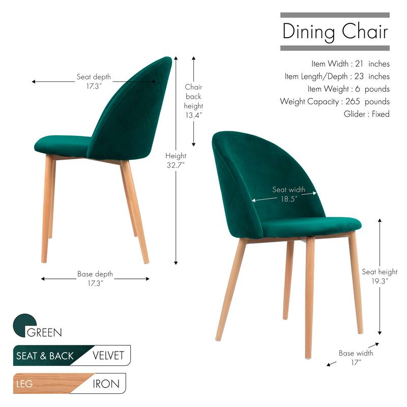 Porthos Home Jailyn Dining Room Chairs Set Of 2, Velvet And Metal