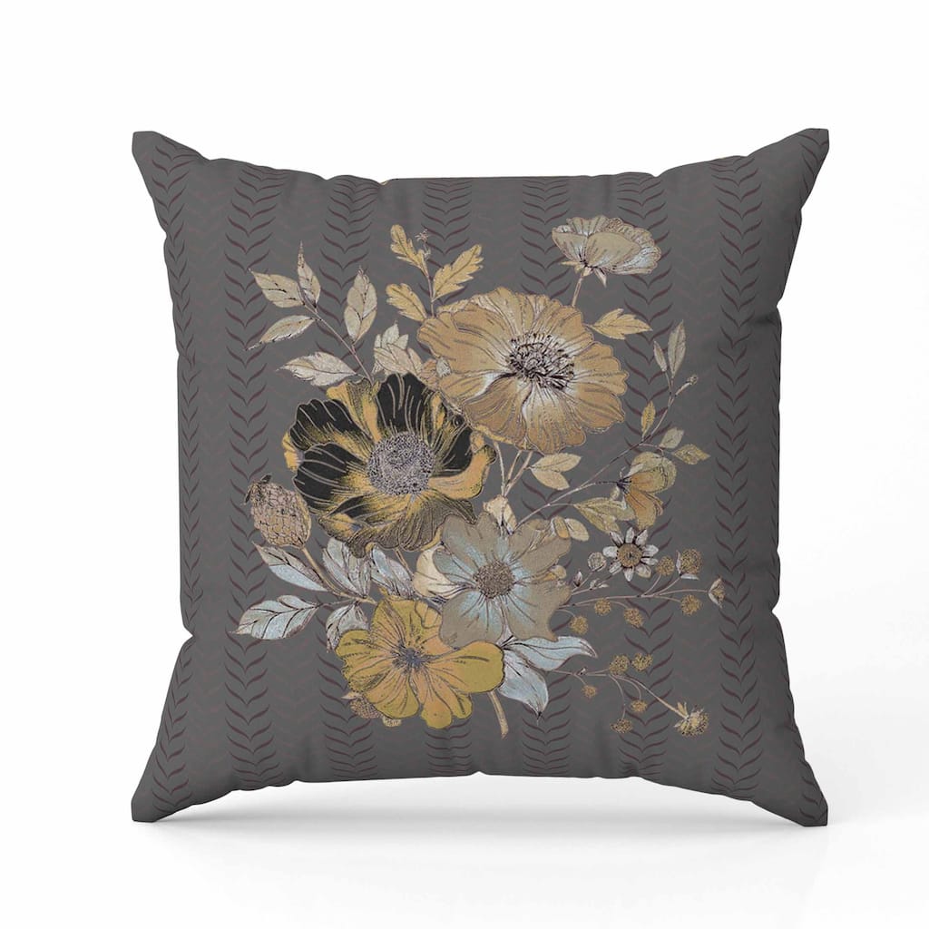 Misty Meadows Indoor/Outdoor Reversible Throw Pillow Muted and Brown