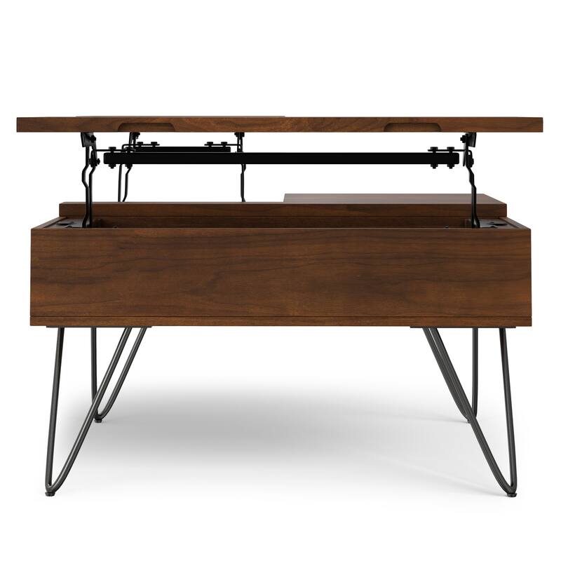 WYNDENHALL Moreno 32 inch Wide Square Industrial Lift Top Coffee Table - 32.1 x 32.1 x 18.1