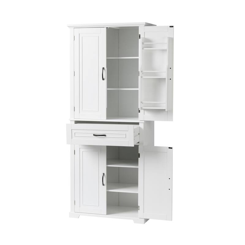 Tall Bathroom Storage Cabinet with Drawer and Adjustable Shelf, Waterproof Pantry Cabinet with Door Racks
