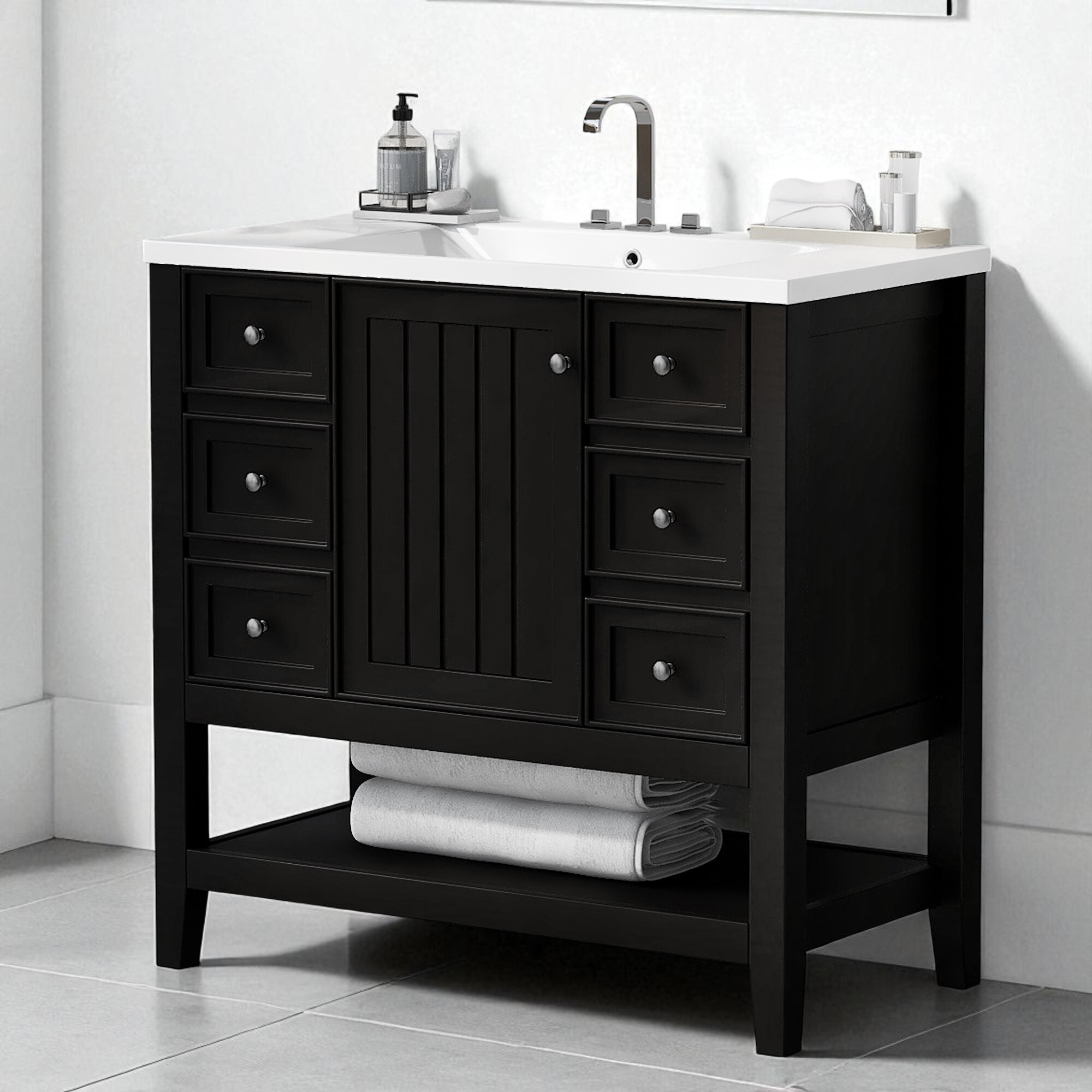 36 Inch Bathroom Vanity with Sink, Freestanding Cabinet