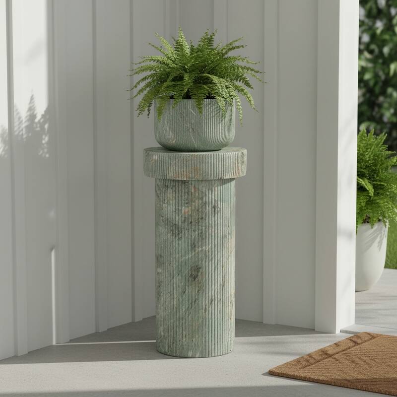 Christopher Knight Home- Carl MGO Outdoor Column Plant Stand - Green