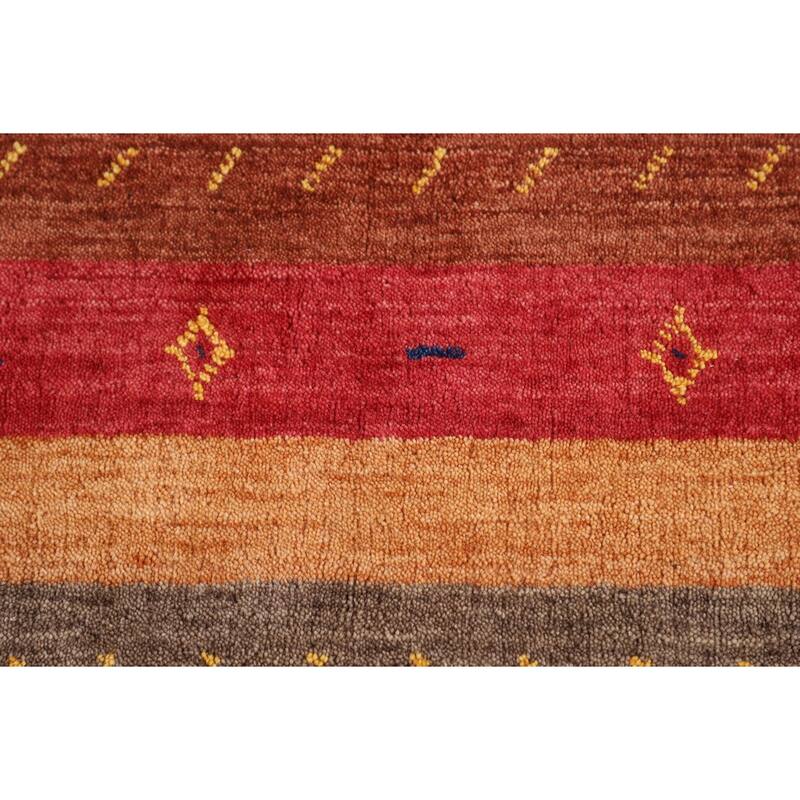 Striped Tribal Gabbeh Indian Area Rug Handmade Wool Carpet - 5'3"x 7'10"
