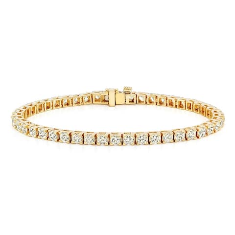 Auriya 14k Gold Round Diamond Tennis Bracelet 1 1/2 to 12ctw 7-inch