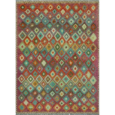 Balochi Adelma Purple/Lt. Green Rug - 4'10" x 6'6"
