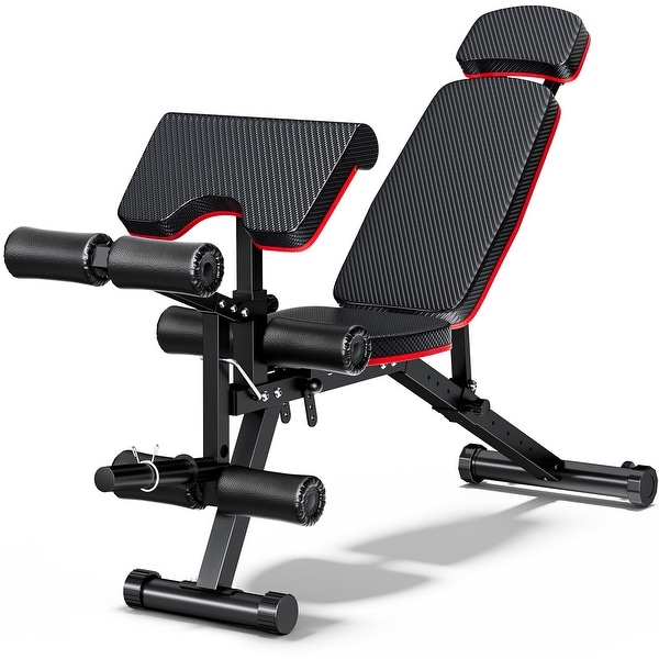 Soozier Adjustable Weight Bench with Rack for Dumbbells & Storage