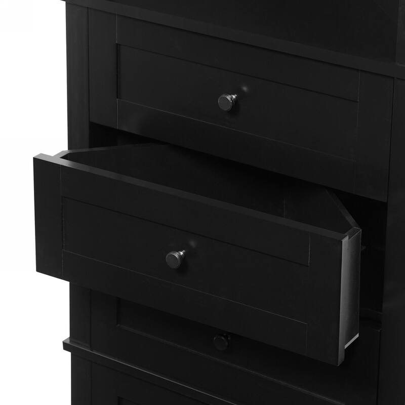 White/Black Tall Triangle Cabinet, 3 Drawers Adjustable Shelves