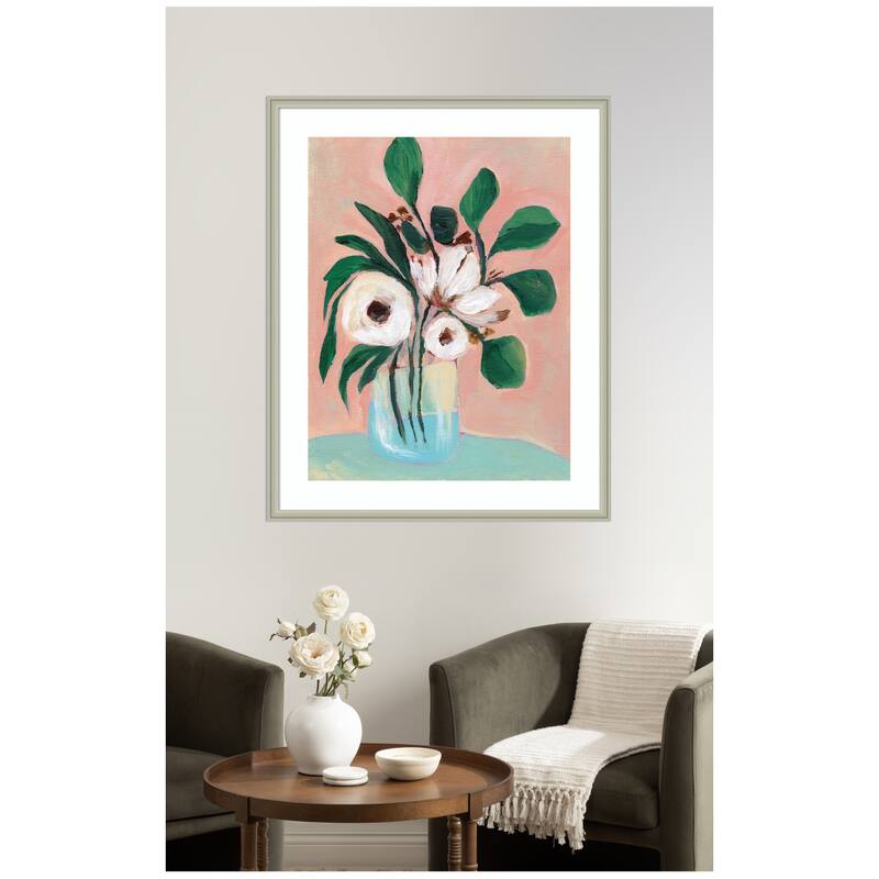 Kate and Laurel Framed Art Blush in Bloom by Nikita Jariwala