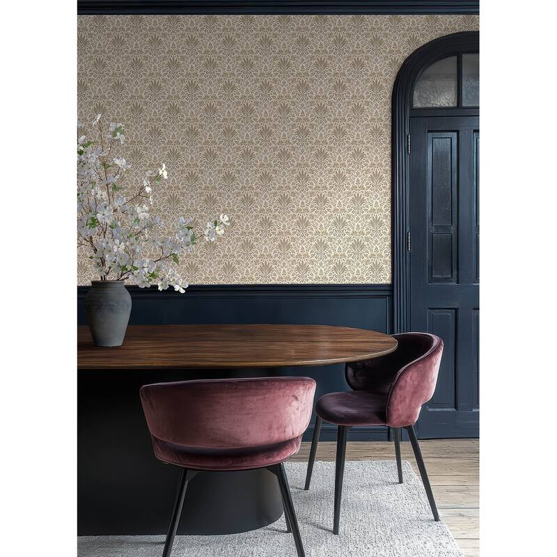 Chris Loves Julia x A-Street Prints Woodbury Brown Floral Damask Wallpaper