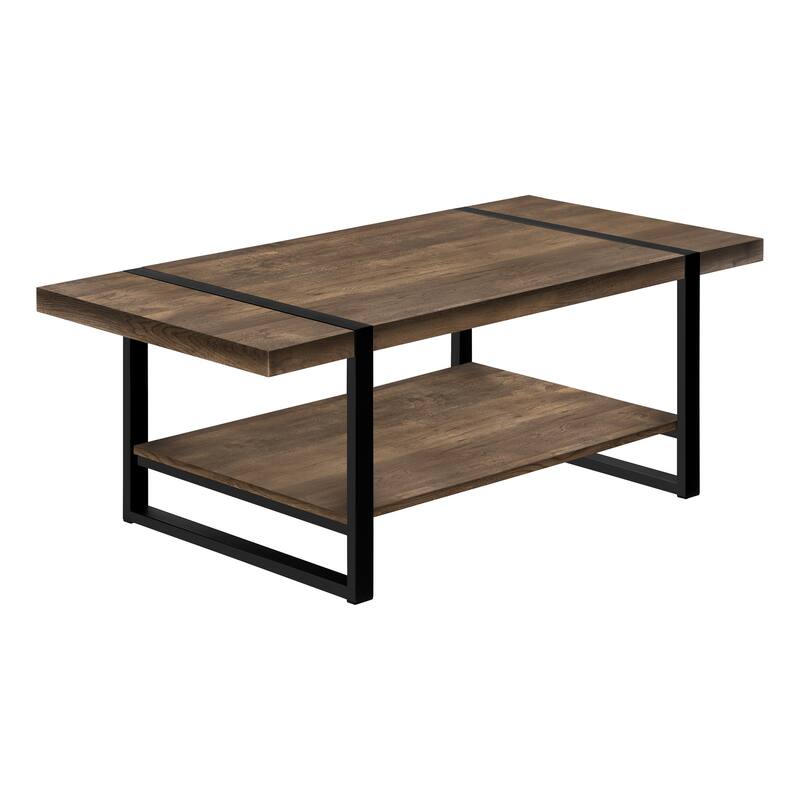 HomeRoots 47" Brown And Black Rectangular Coffee Table With Shelf - 47.25