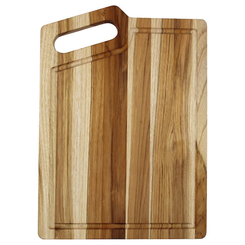 EcoDecors 18" x 14", XL Teak Cutting Board, FSC Certified for Kitchen, Edge Grain Wood with Juice Groove & Handle