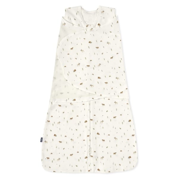 slide 2 of 5, HALO SleepSack swaddle, 100% cotton, Cream Campsite,SM, 3-6M - small