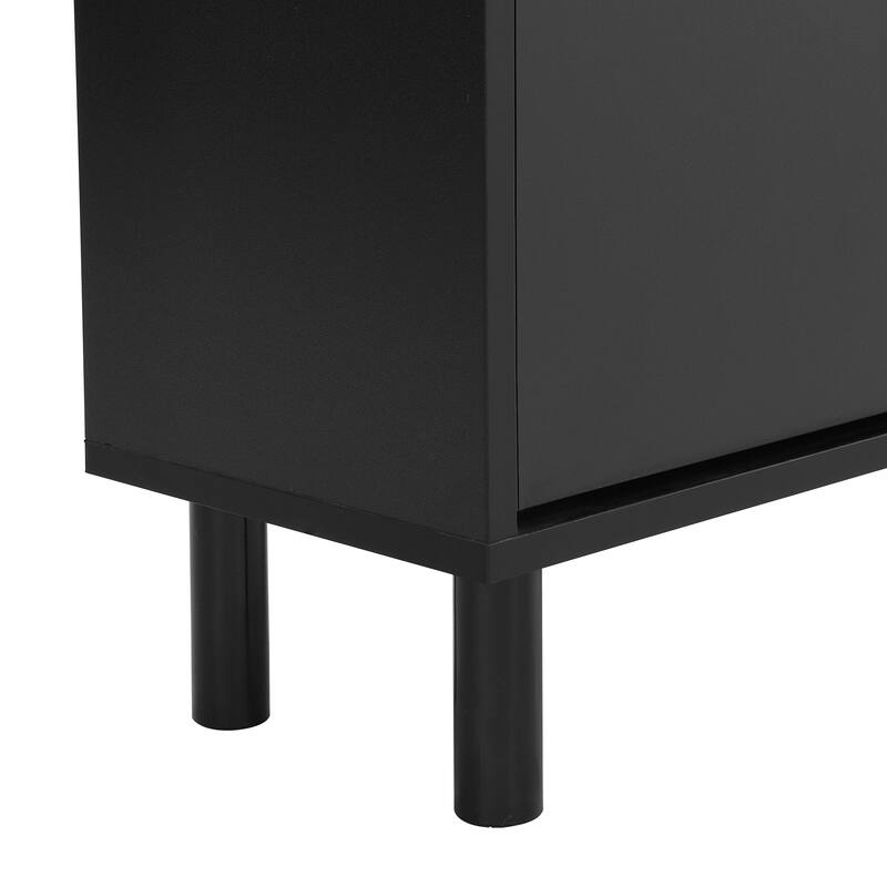 Sleek Narrow Shoe Cabinet with Adjustable Shelves & 3 Flip Drawers, Wood Grain Finish for Entryway Storage