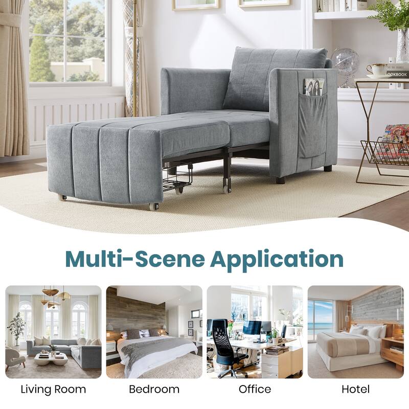 Anmytek Space-Saving 31.5 Inch Convertible Sleeper Sofa Bed 5-Position Adjustable Backrest