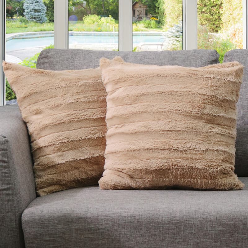 Cheer Collection Decorative Throw Pillows for Couch & Bed (Set of 2) - 18 x 18 - Sand