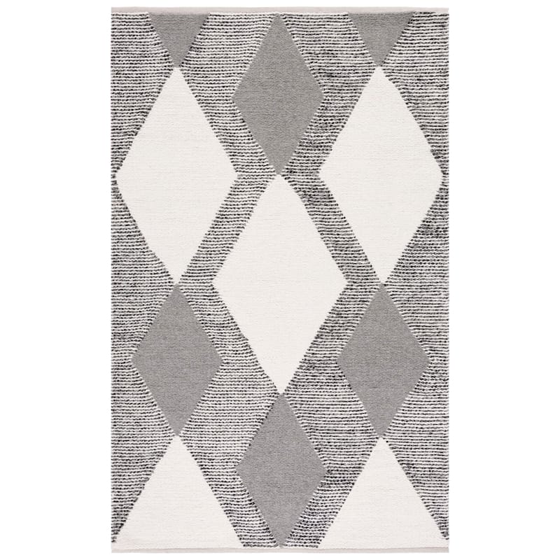 SAFAVIEH Handmade Natura Iridenta Diamond Boho Wool Rug - 6' Square - Ivory/Grey
