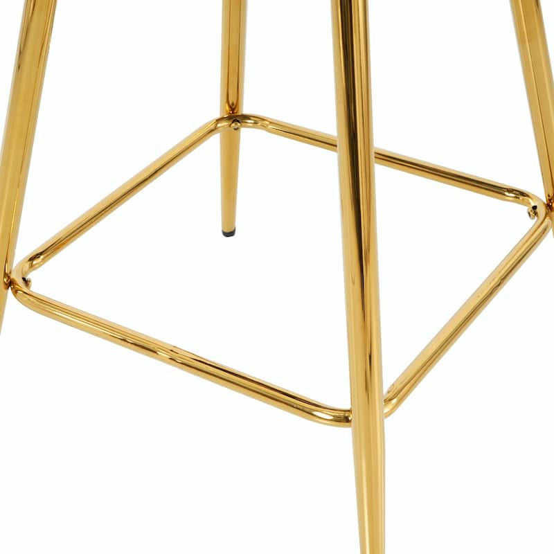 Contemporary Linen Bar Chair with Gold-Plated Legs (Set of 2)