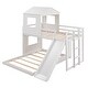 preview thumbnail 29 of 35, Farmhouse Twin Over Full Wooden Playhouse Bunk Bed with Ladder & Slide