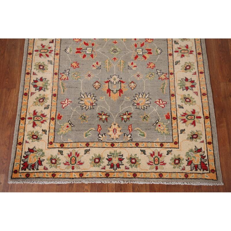 Floral Oushak Oriental Accent Rug Hand-Knotted Wool Carpet - 3'6" x 4'9"