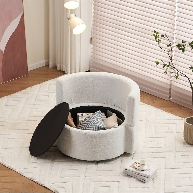 Teddy Fabric Swivel And Storage Chair w/Back Cushion For Living Room