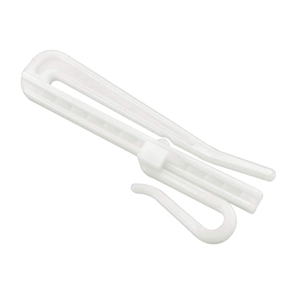 Adjustable Depth Pinch Pleat Locking Curtain Tape Clip Hook Plastic 20 Pcs - White