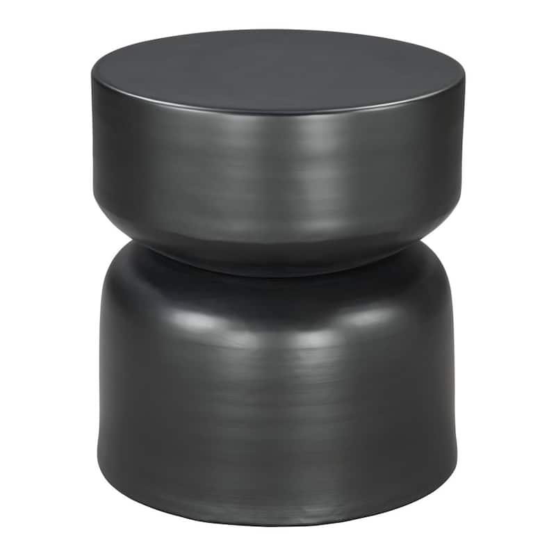 HomeRoots 20" Black Iron Round Drum End Table - 19' X '20.1' X '19