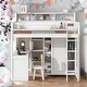 preview thumbnail 14 of 24, Modern Wood Twin Size Loft bed with Multiple Storage Shelves and Wardrobe,Sturdy Construction White