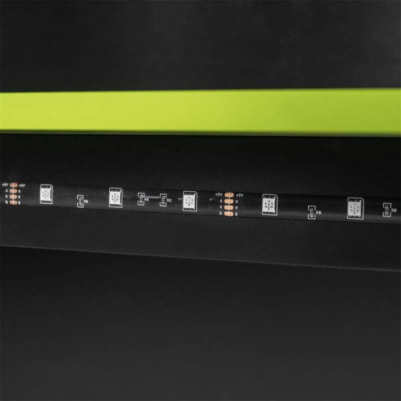 Full Size Loft Bed with Bulit-in Desk and RGB Light, Wooden Loft Bedframe w/ Multi-storage Shelves & Ladder, Kids Playhouse Bed