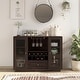 preview thumbnail 2 of 8, Furniture of America Rustic Espresso 6-shelf Dining Buffet with Wine Rack