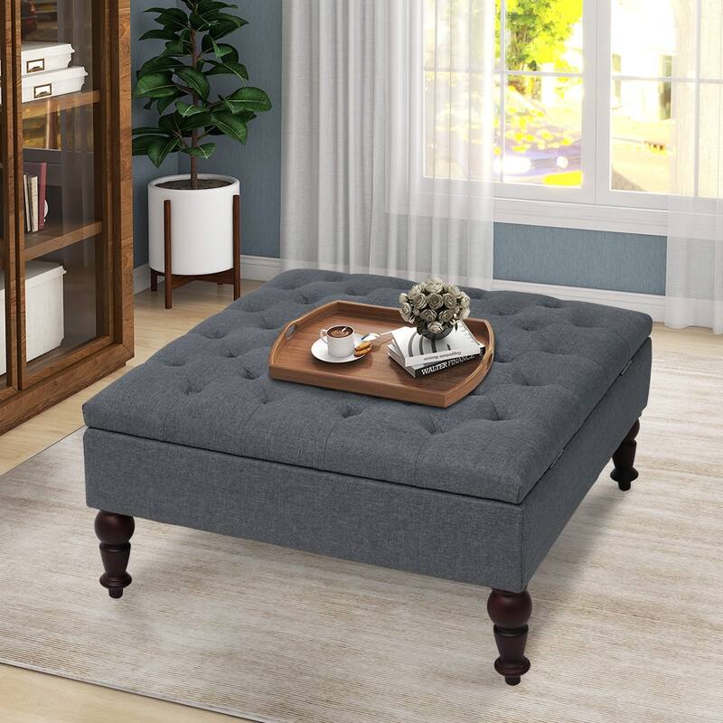 Maypex 35-inch Traditional Tufted Square Storage Ottoman