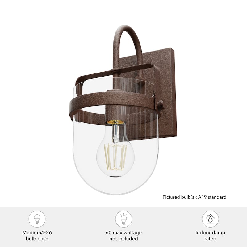 Hunter Karloff 1 Light Wall Sconce - Rustic, Glam, Transitional