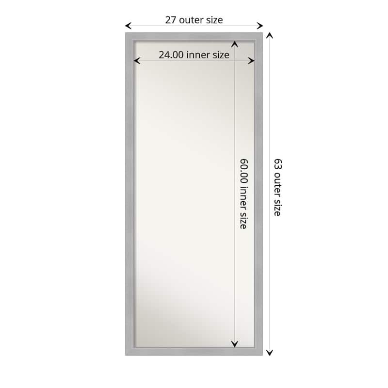 Non-Beveled Wood Full Length Floor Leaner Mirror - Vista Brushed Nickel Narrow Frame