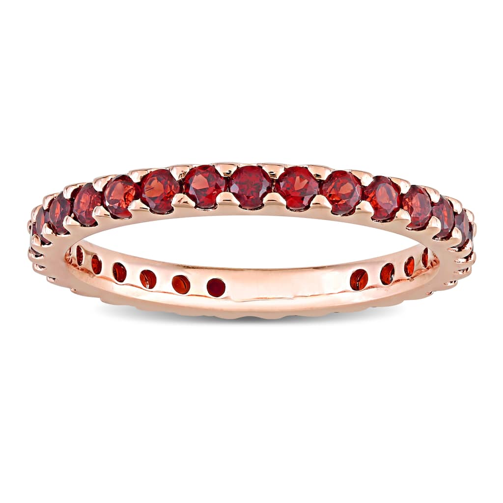 Miadora 10k Rose Gold Garnet Stackable Eternity Band Ring