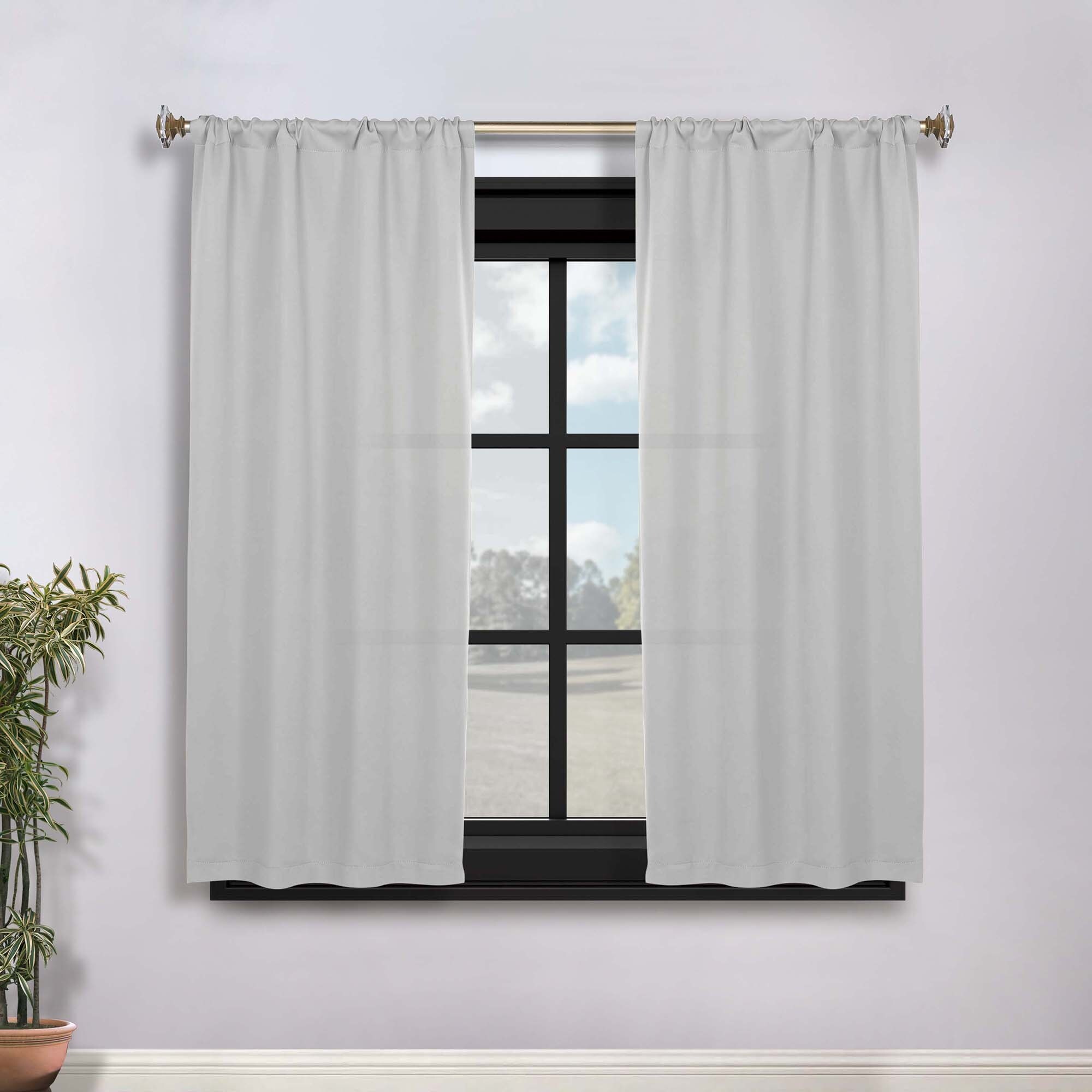 Superior Solid Machine Washable Room Darkening Semi-Blackout Curtains, Set of 2